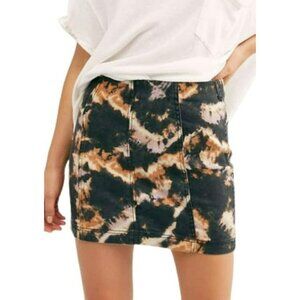 Free People Womens S 0 Midnight Bleach Dyed Denim Mini Skirt Cotton Back Zip